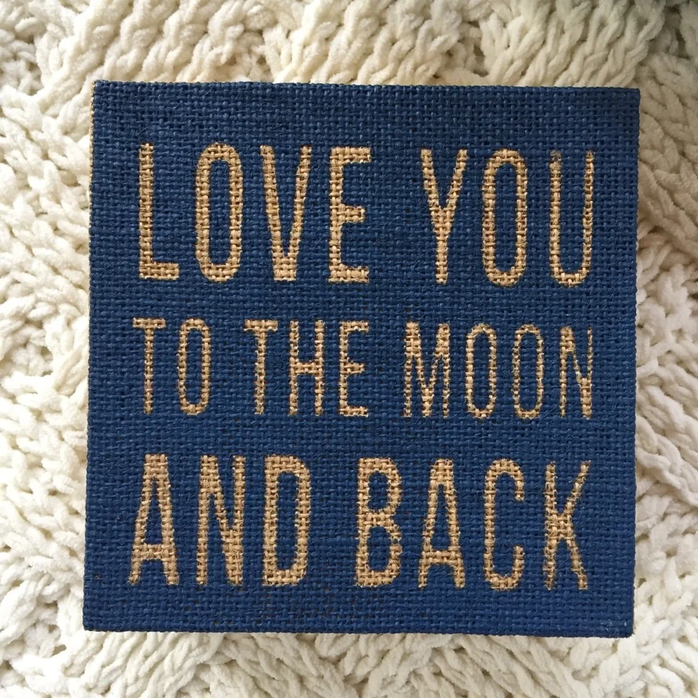 Decorative Sign Wood Farmhouse Love You To The Moon & Back